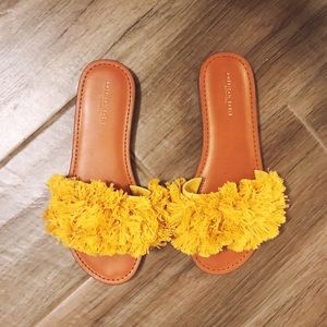 Yellow Fringe Sandals
